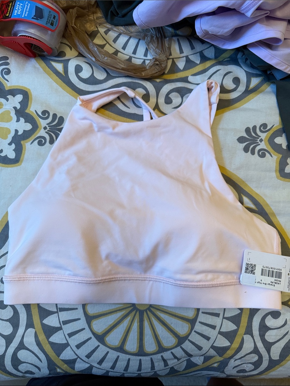 Lulu High-Neck Light Pink Sports Bralette with Supportive Band- NWT size 8